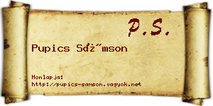 Pupics Sámson névjegykártya